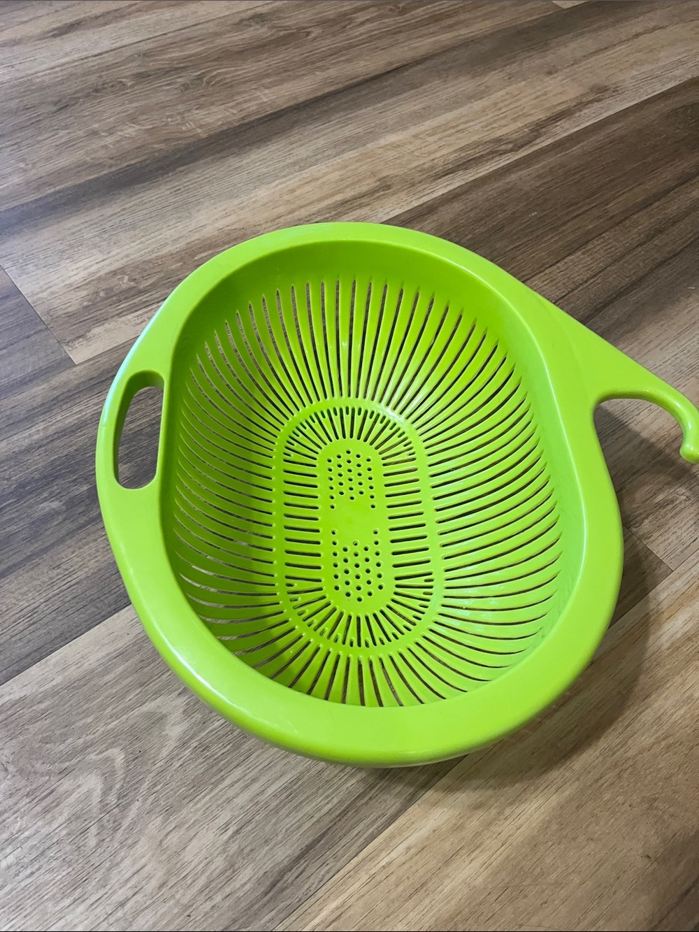 Vintage lime green plastic colander